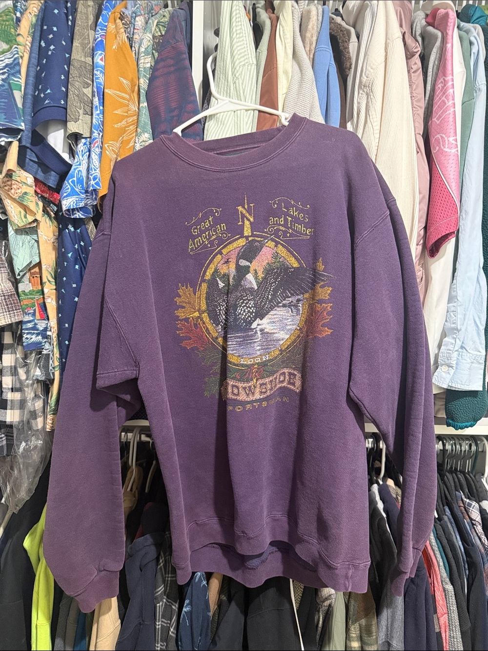 Vintage-Inspired Purple Graphic Crewneck Sweatshirt